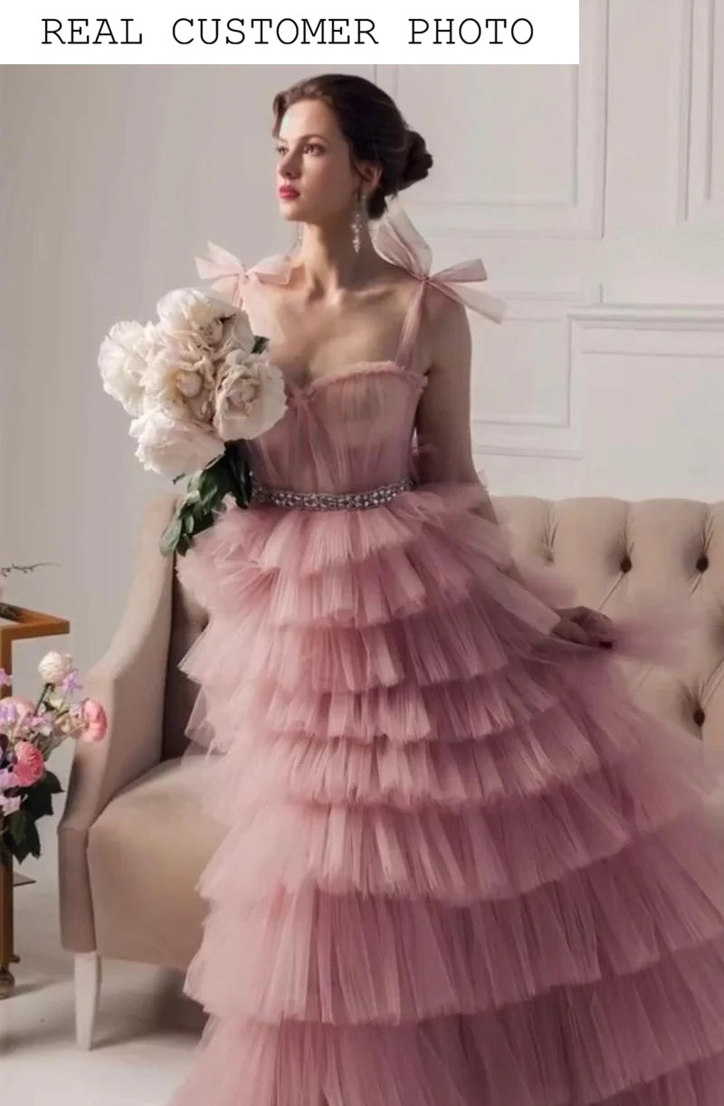 KatrinFAVORboutique-Tiered prom dress Tie up dress Long party dresses