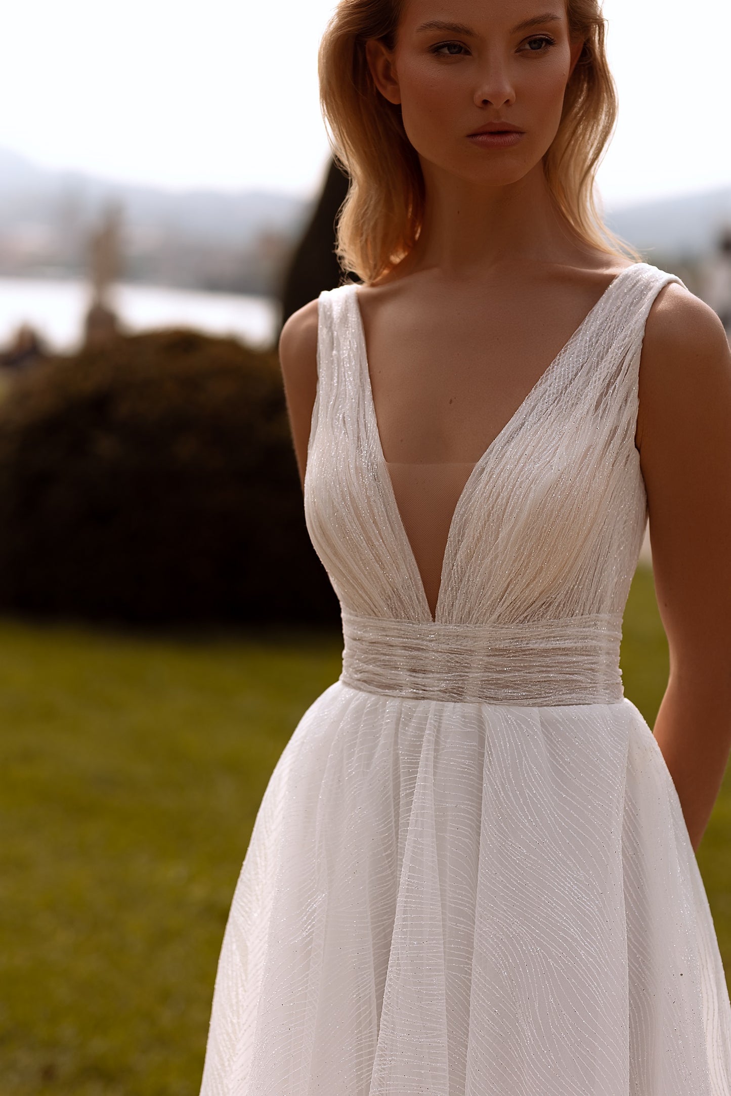 Sparkle a-line minimalist wedding dress