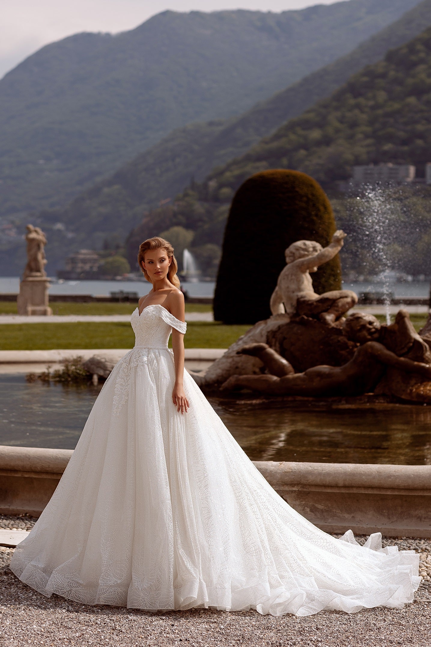 open lace back dress Fairy Princess Wedding Dress 8 US / Seashell main image 0