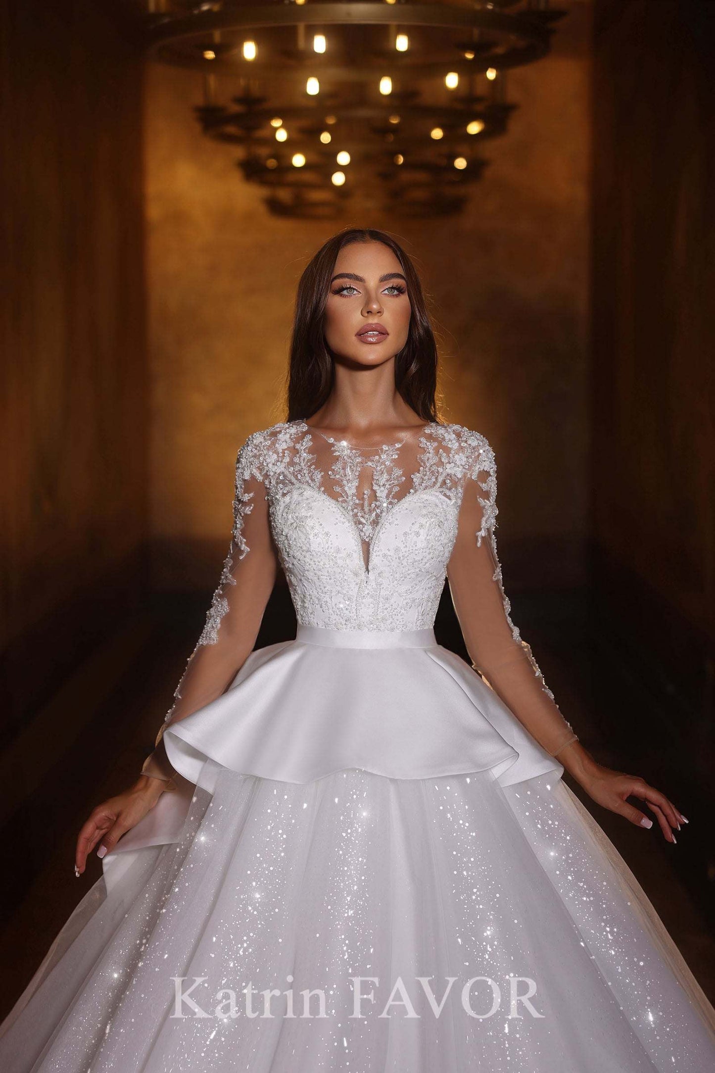 KatrinFAVORboutique-Basque waist wedding gown Ball gown wedding dress