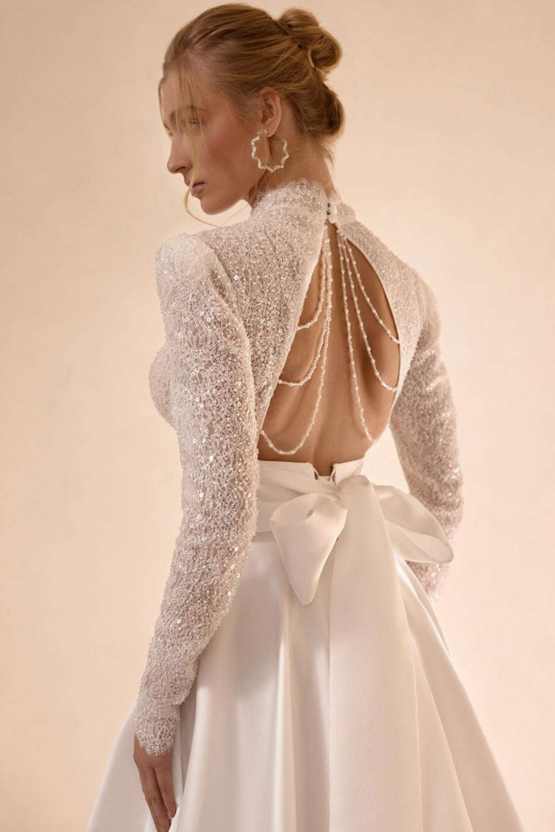 Open back bridal dress | White wedding dresses with lace