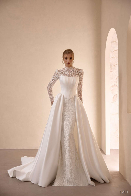 KatrinFAVORboutique-White lace wedding gown 2 piece dresses for wedding