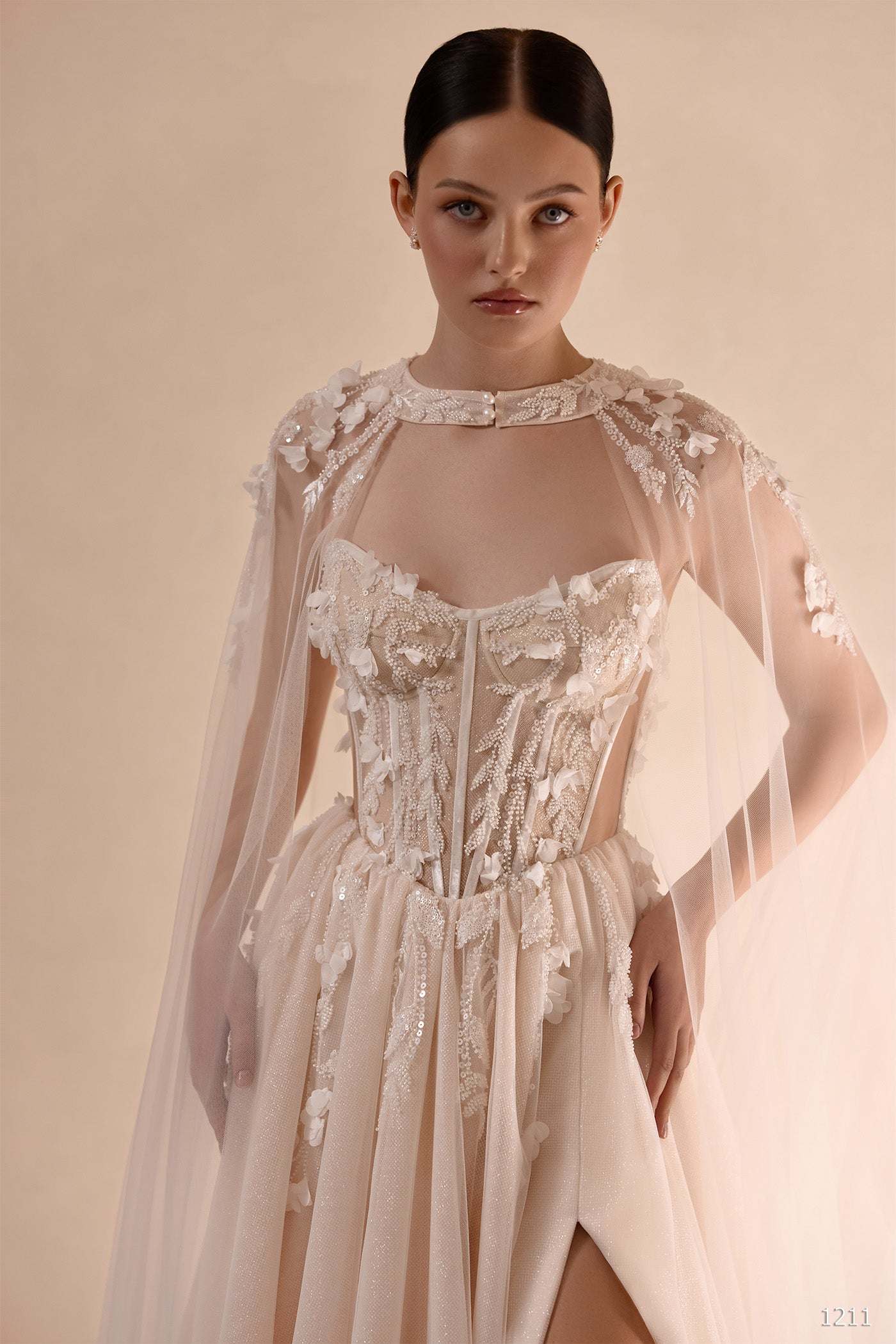 Wedding dress with sheer cape | Nude dresses for Wedding Wedding dress with sheer cape | Nude dresses for Wedding