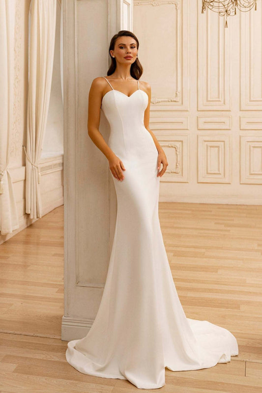 KatrinFAVORboutique-Satin fitted wedding gown Affordable elopement dresses