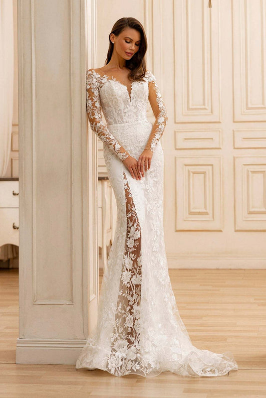 KatrinFAVORboutique-Long sleeve wedding mermaid dress Cute wedding frocks