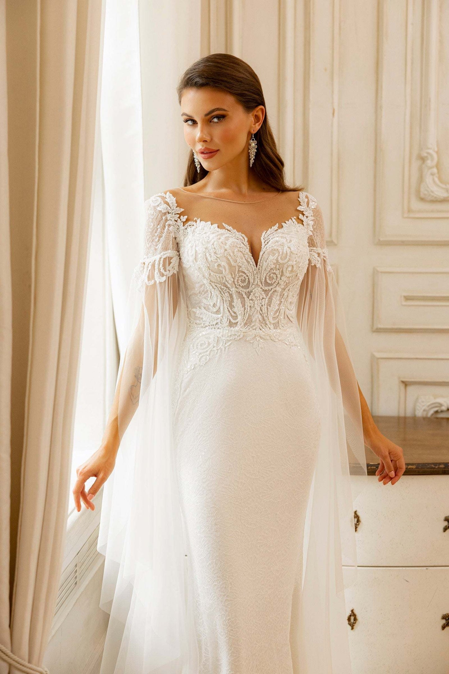 KatrinFAVORboutique-Flutter sleeve wedding dress Fairycore wedding dress