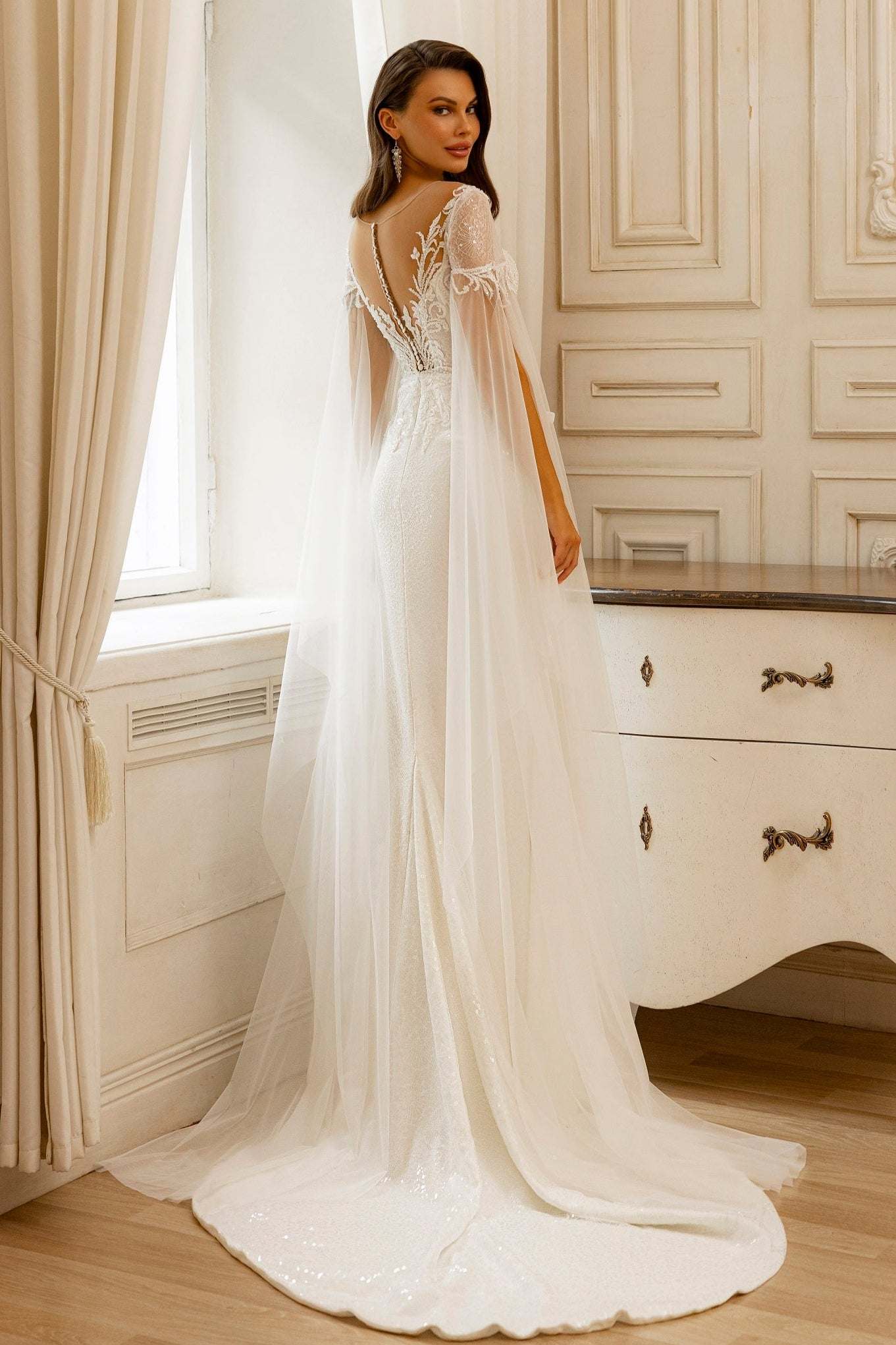 KatrinFAVORboutique-Flutter sleeve wedding dress Fairycore wedding dress