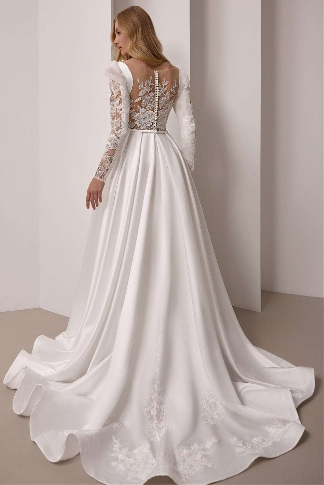 Long sleeve satin bridal gown | Tailored wedding outfits | KatrinFAVOR As on photo / 4 Long sleeve satin bridal gown | Tailored wedding outfits | KatrinFAVOR As on photo / 4