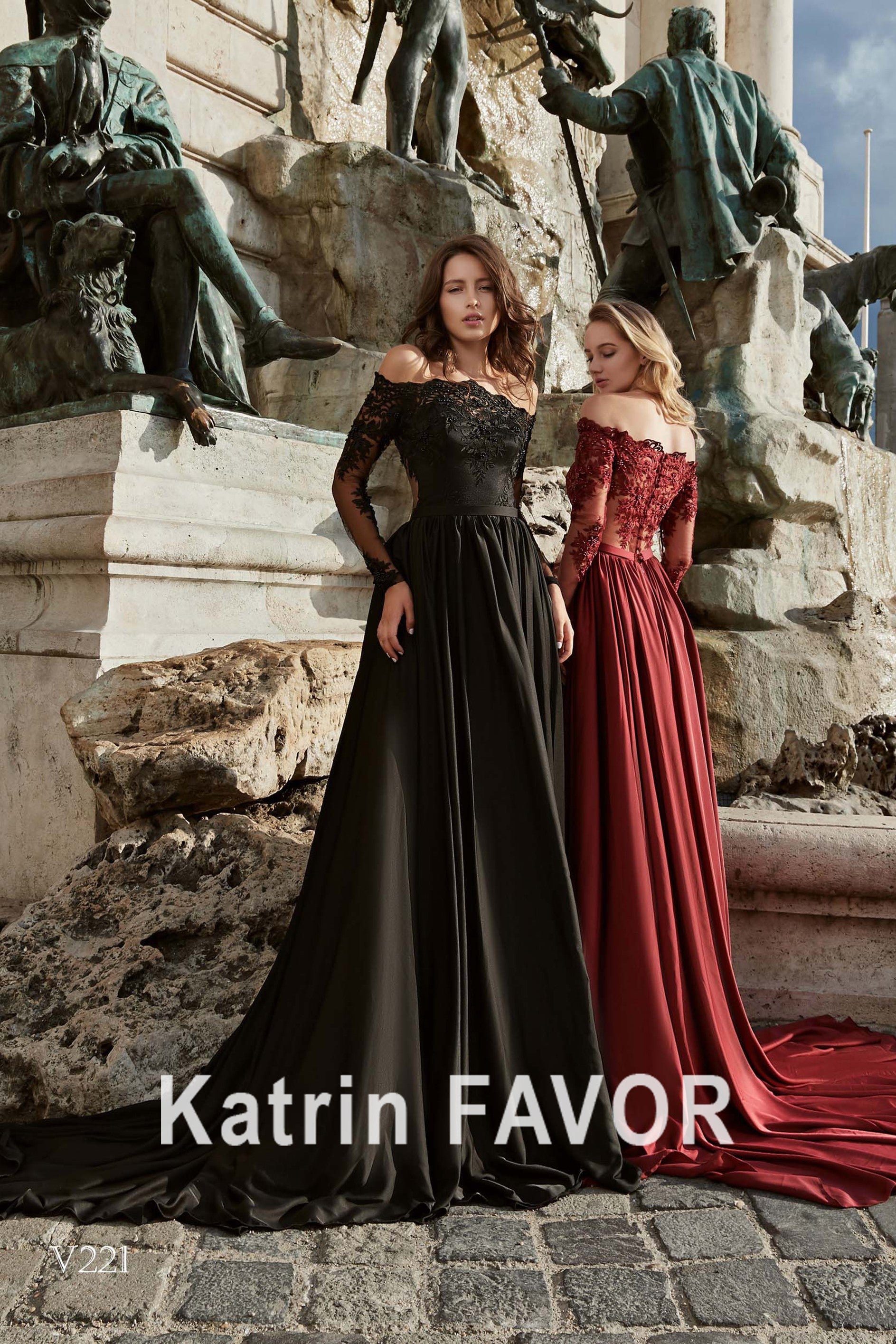 Black off the shoulder alternative wedding dress – Katrin FAVOR boutique