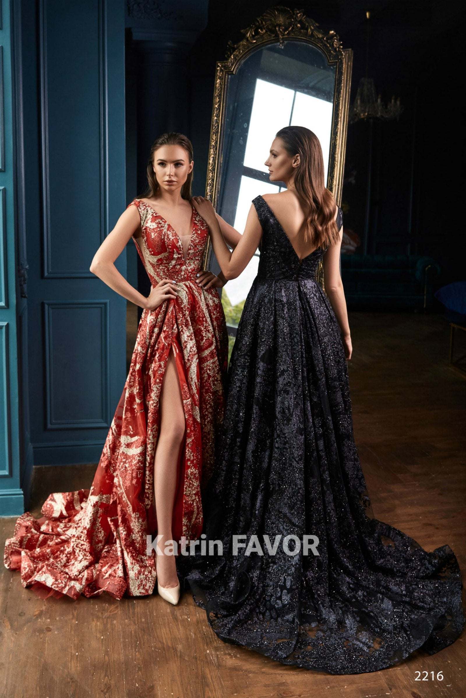 KatrinFAVORboutique-Black and gold formal dress Long party dresses