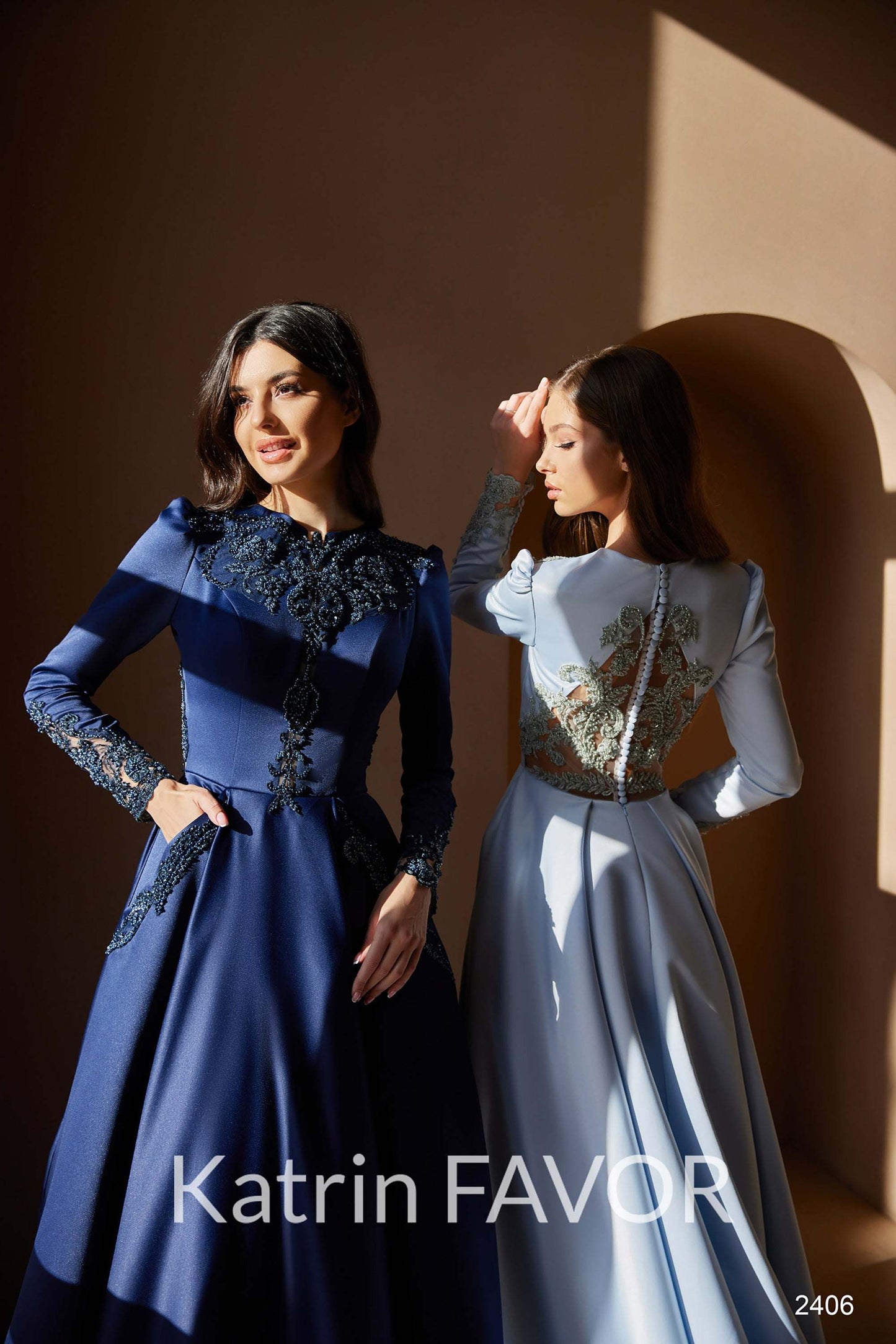 KatrinFAVORboutique-Modest ball gown evening dress Satin formal dress