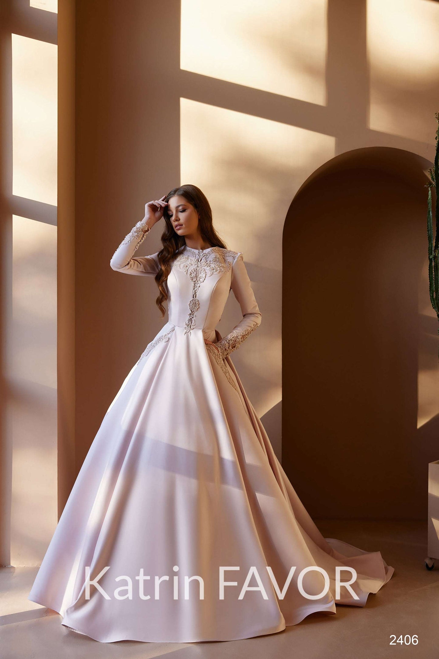 Modest ball gown evening dress