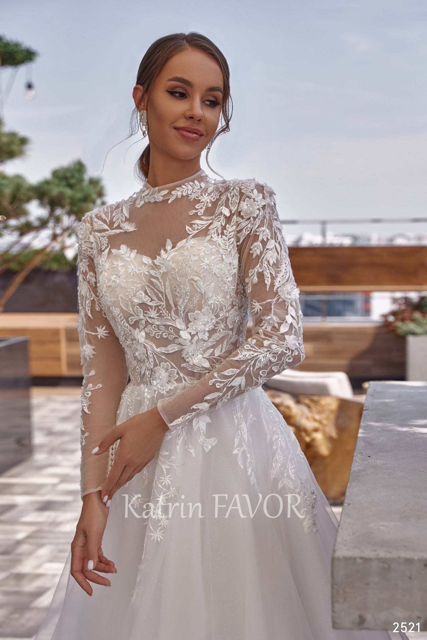 KatrinFAVORboutique-Lace sleeve wedding gown Embroidered wedding dress