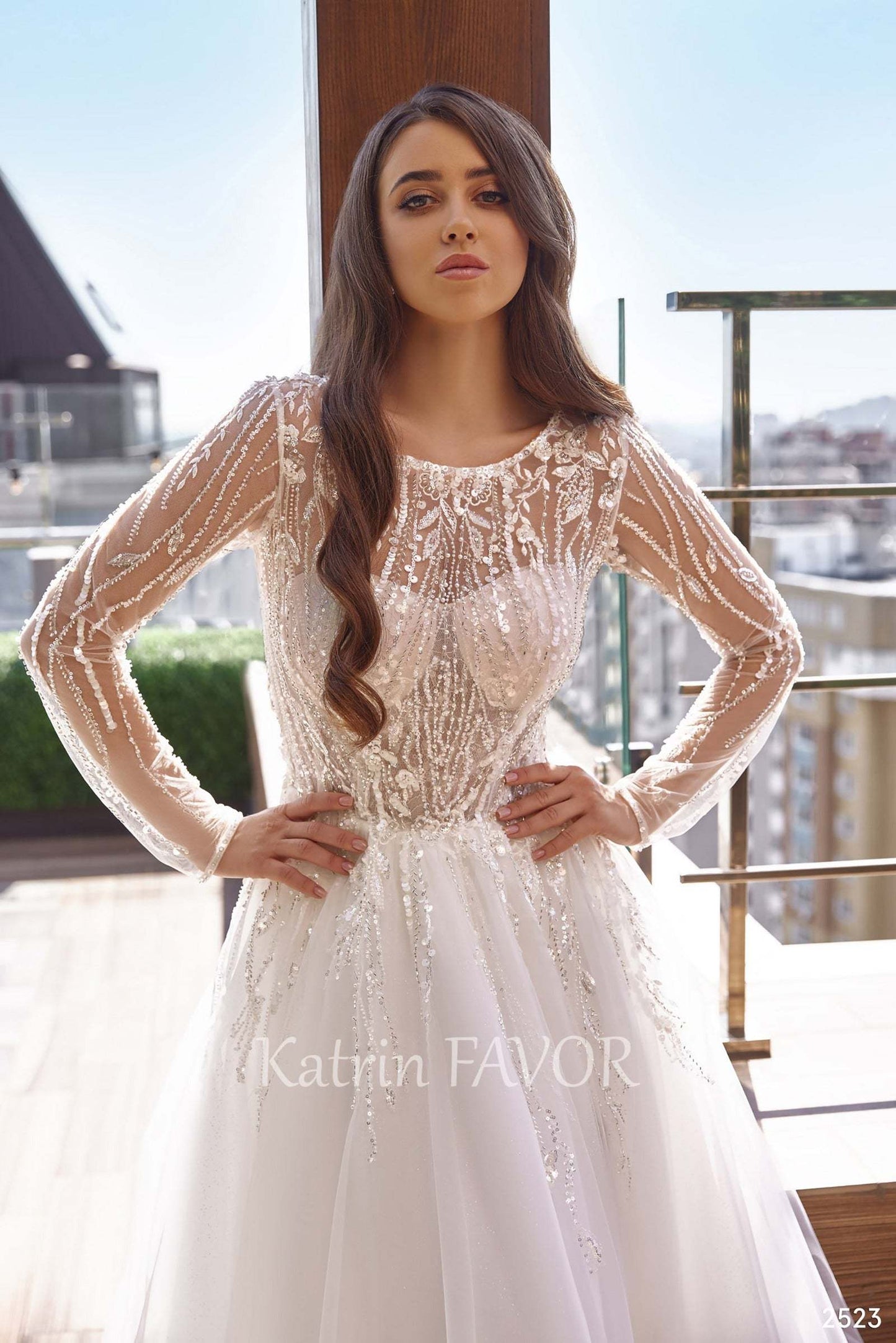 KatrinFAVORboutique-Sheer wedding dress Long sleeve wedding gown