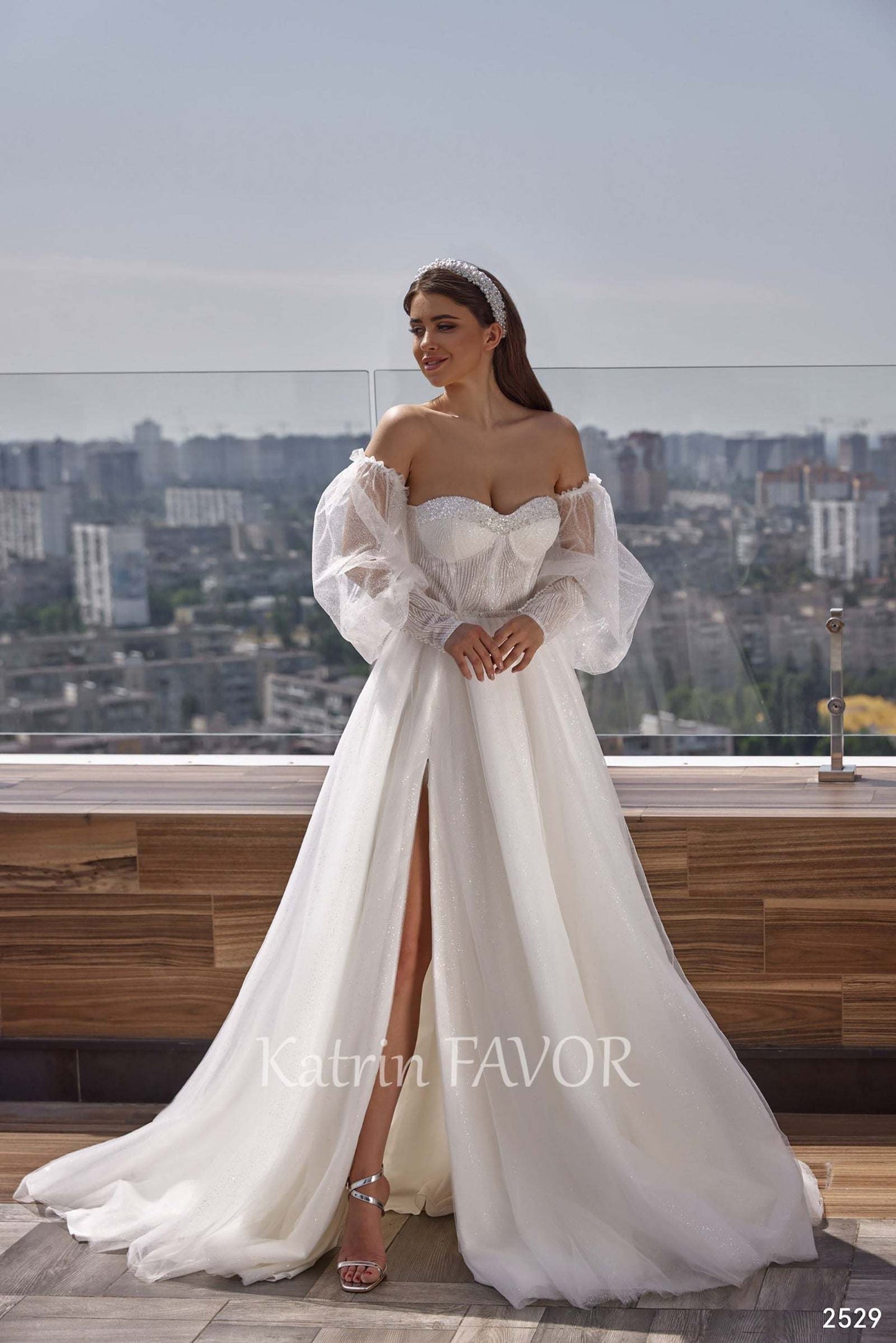 KatrinFAVORboutique-Off shoulder puff sleeve wedding dress Bridal outfits