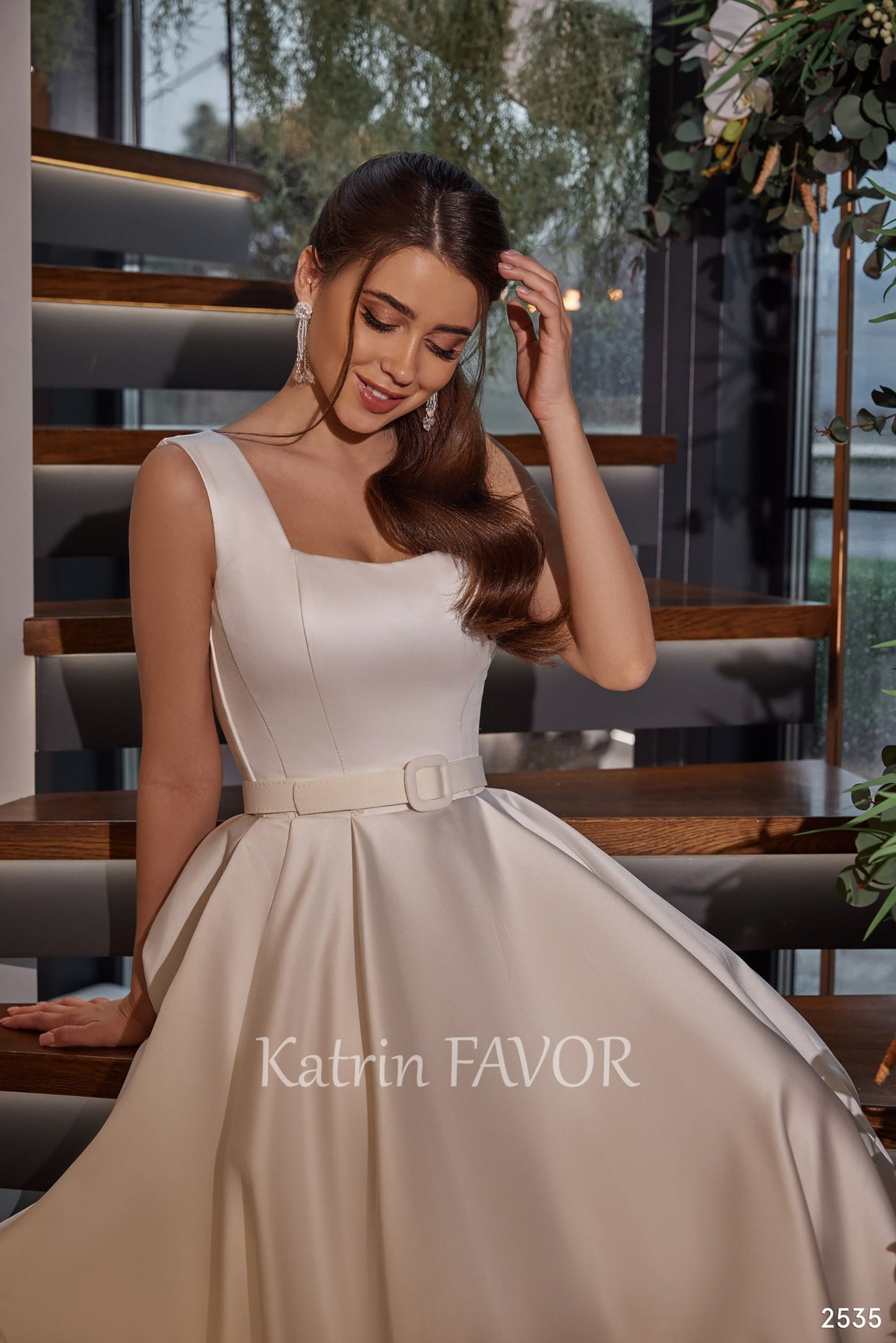 KatrinFAVORboutique-Square neck satin wedding dress