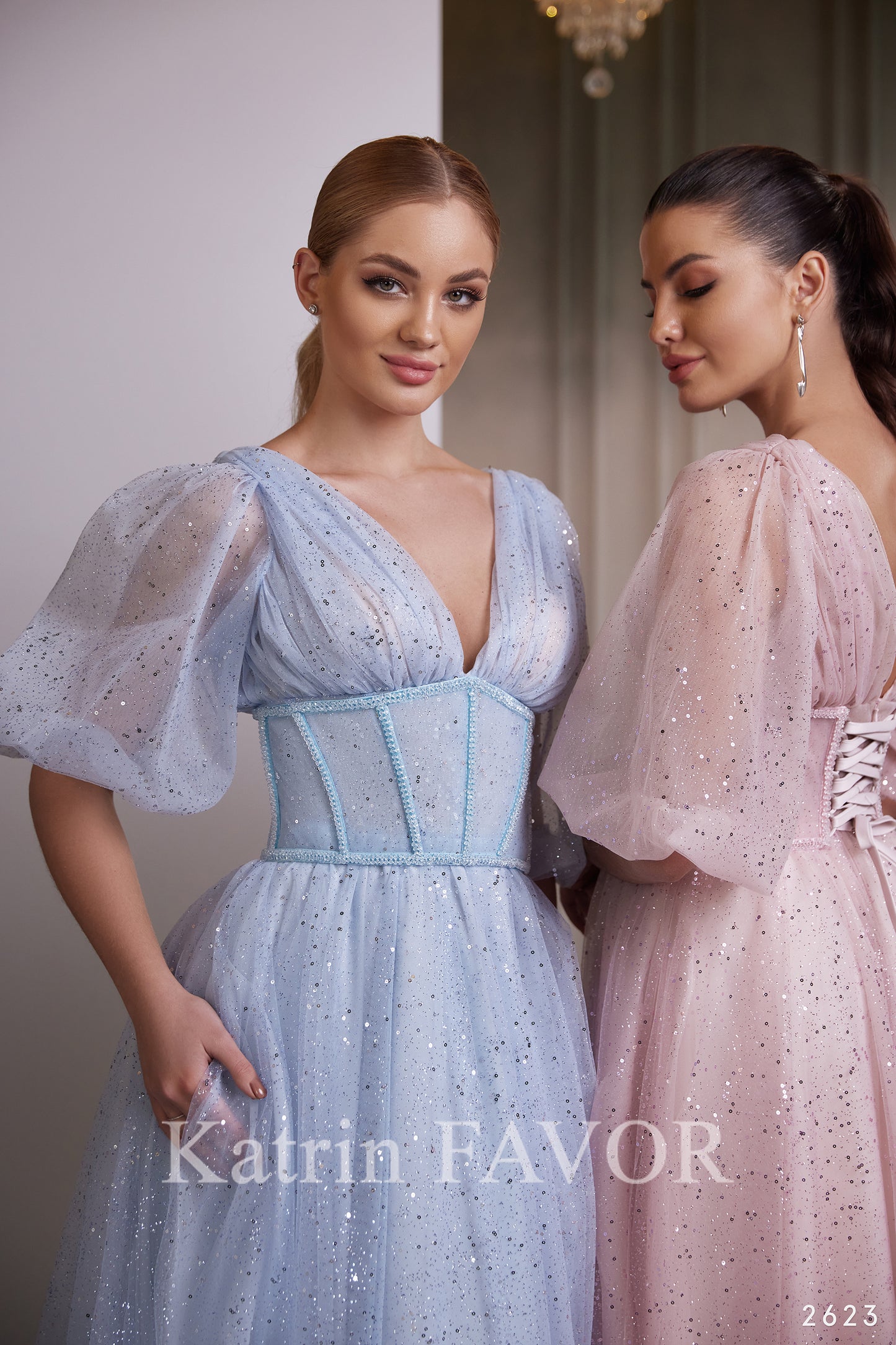 Sparkle blue tulle cottagecore dress