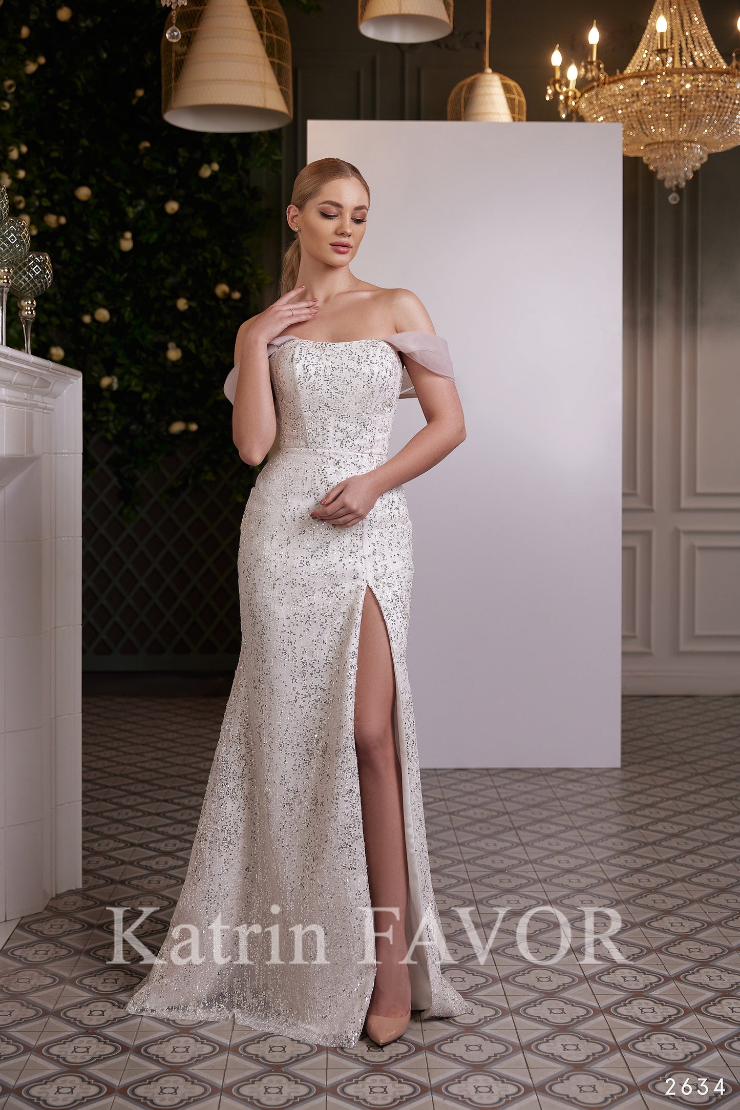 Sparkle fitted sheath reception dress
