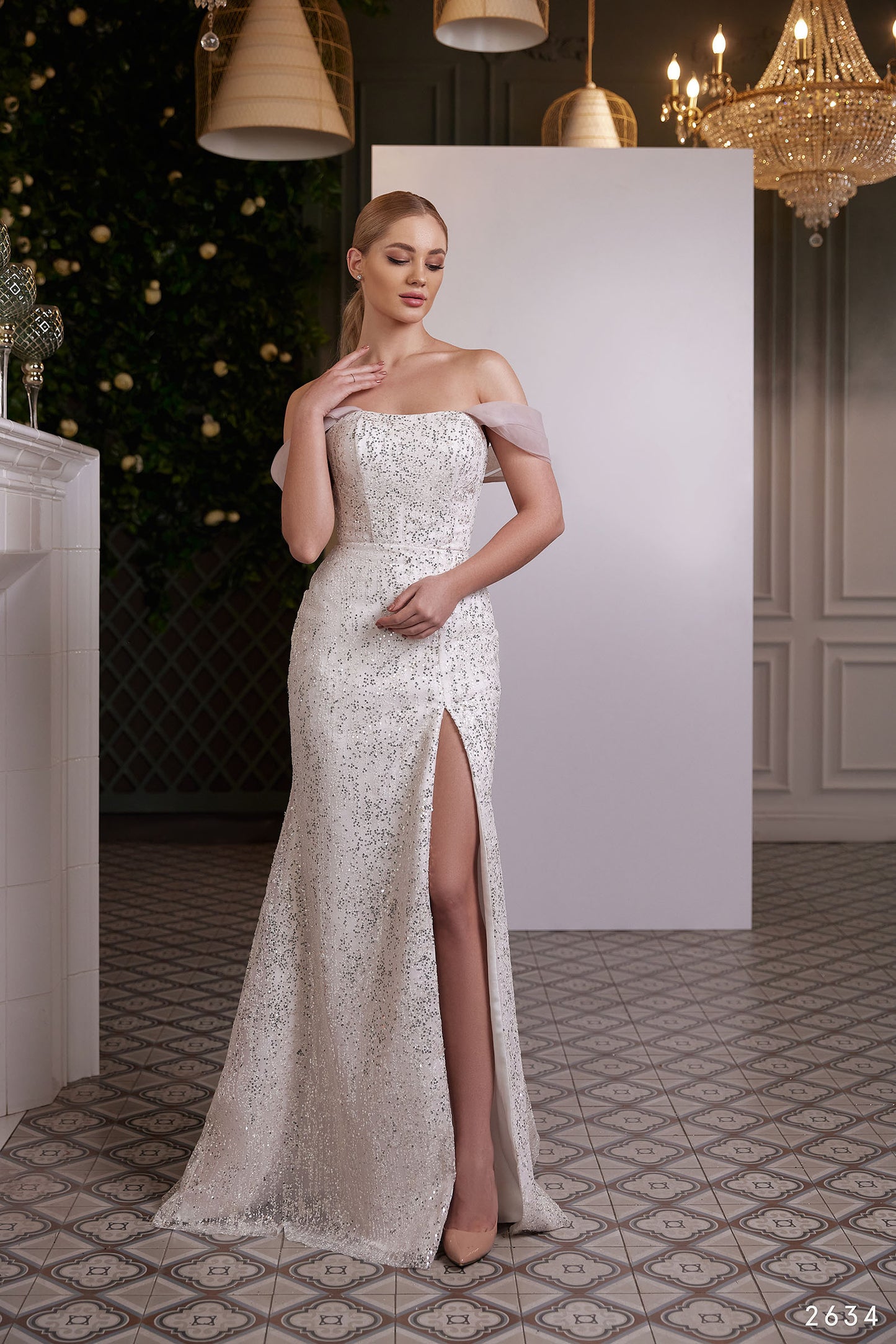 Sparkle fitted sheath reception dress