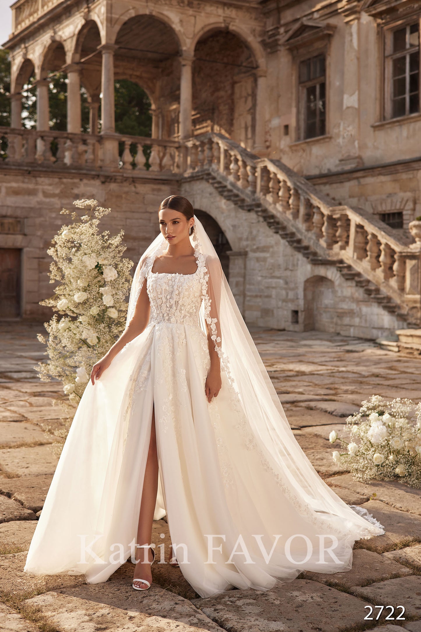 KatrinFAVORboutique-Square neck floral embroidered tulle wedding dress