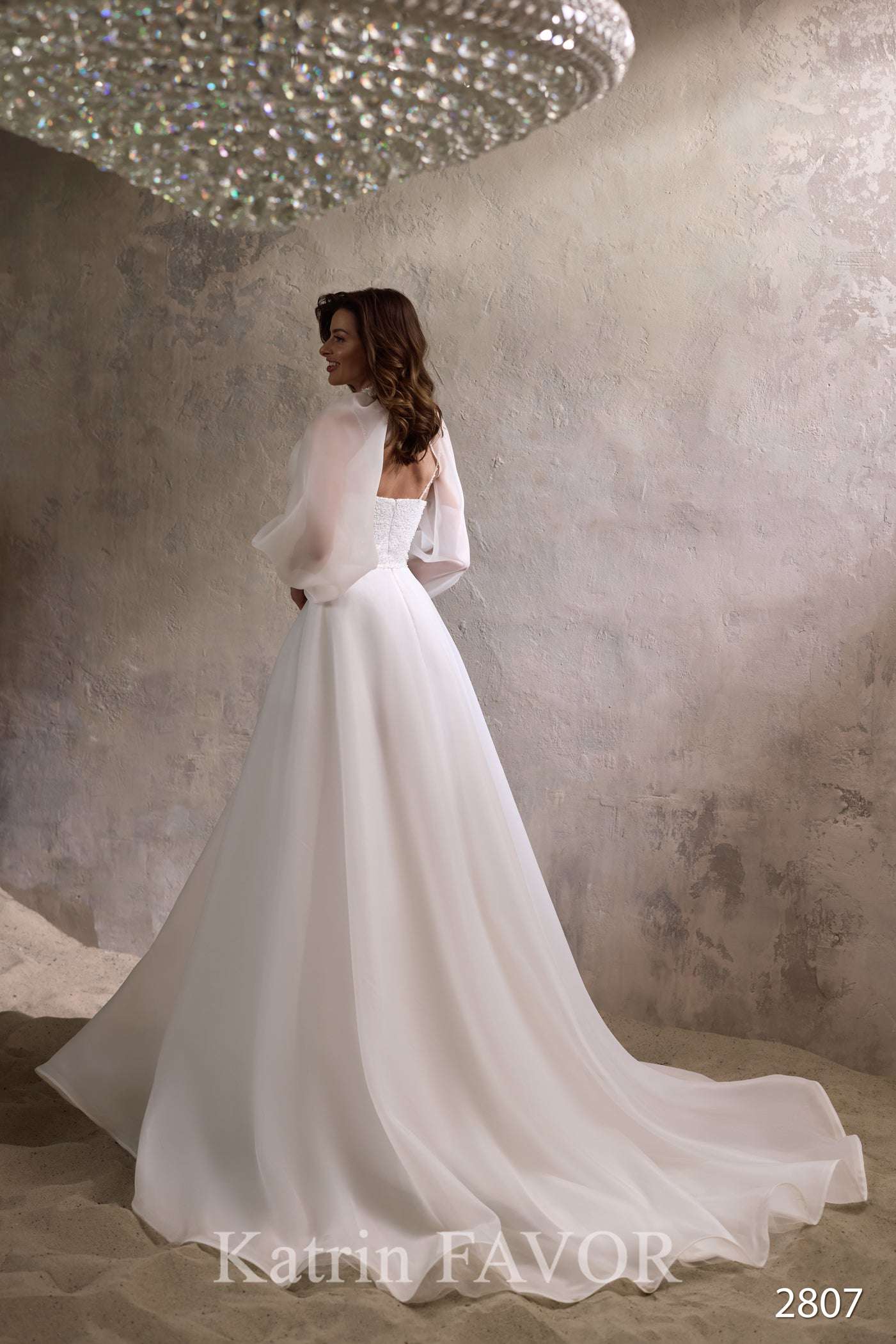 KatrinFAVORboutique-Wedding dress with long puffy sleeves Two piece bridal wear