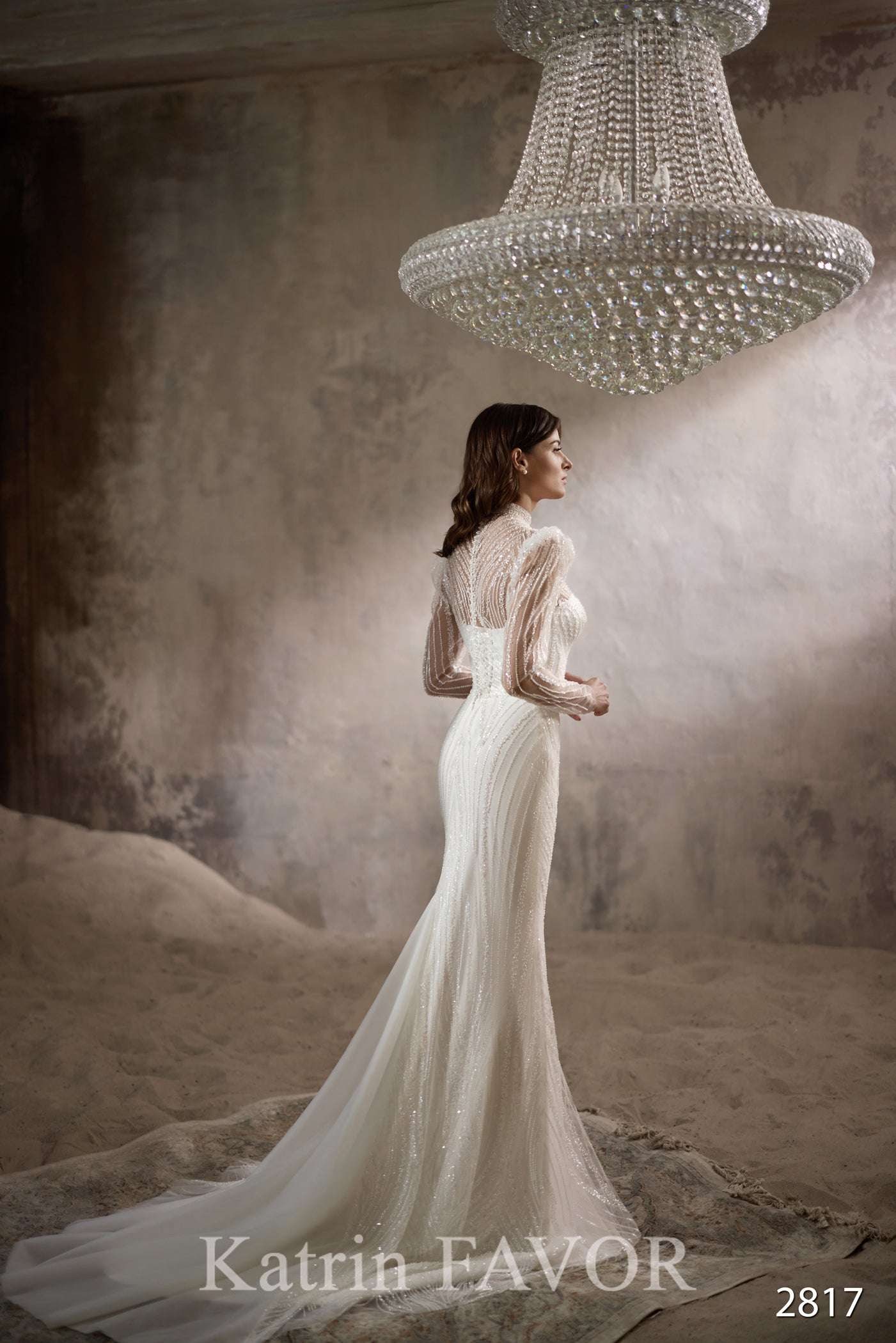 KatrinFAVORboutique-High neck lace wedding gown Modest wedding wear