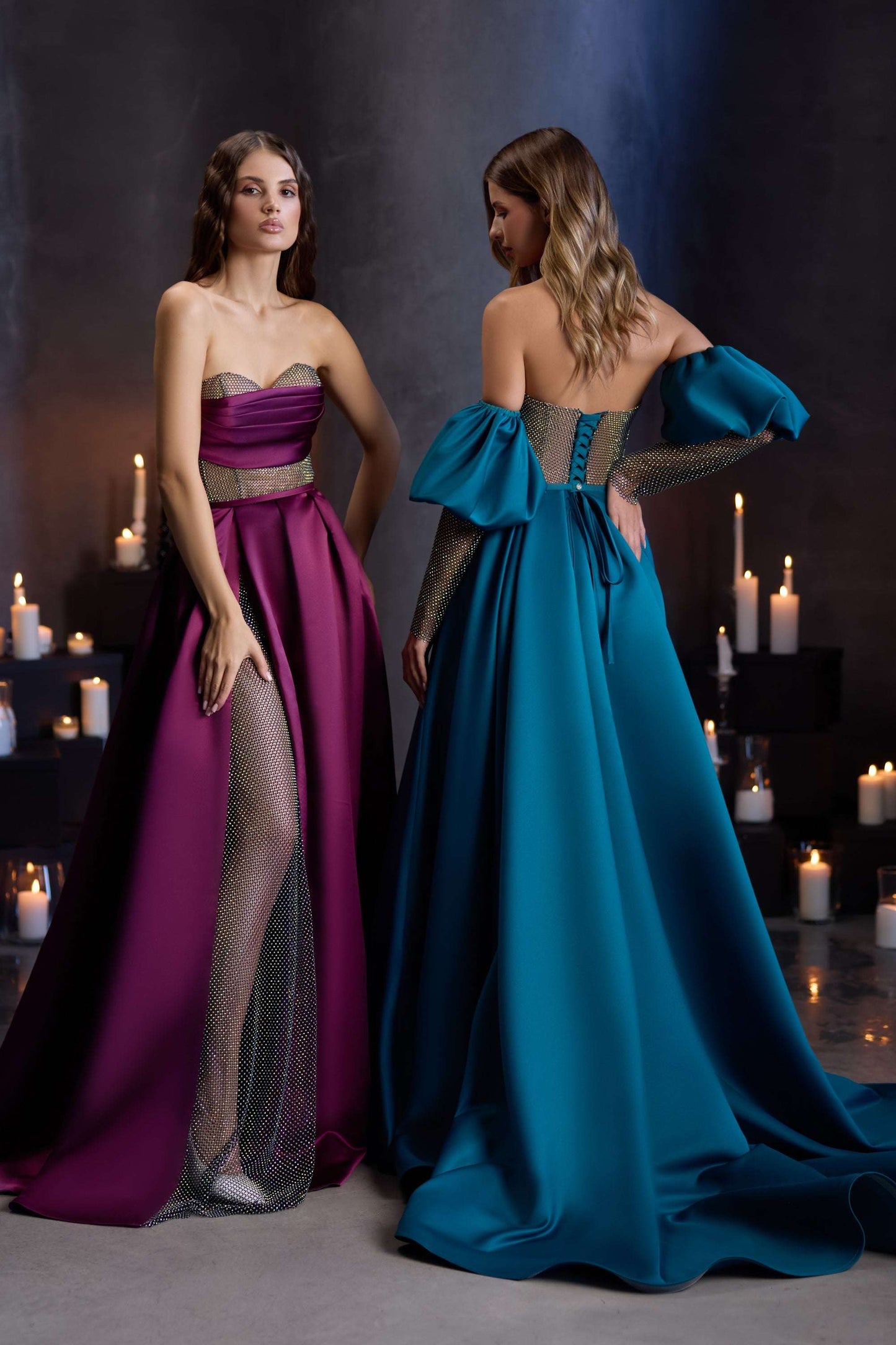 KatrinFAVORboutique-Crystal embellished mesh dress A line occasion dresses