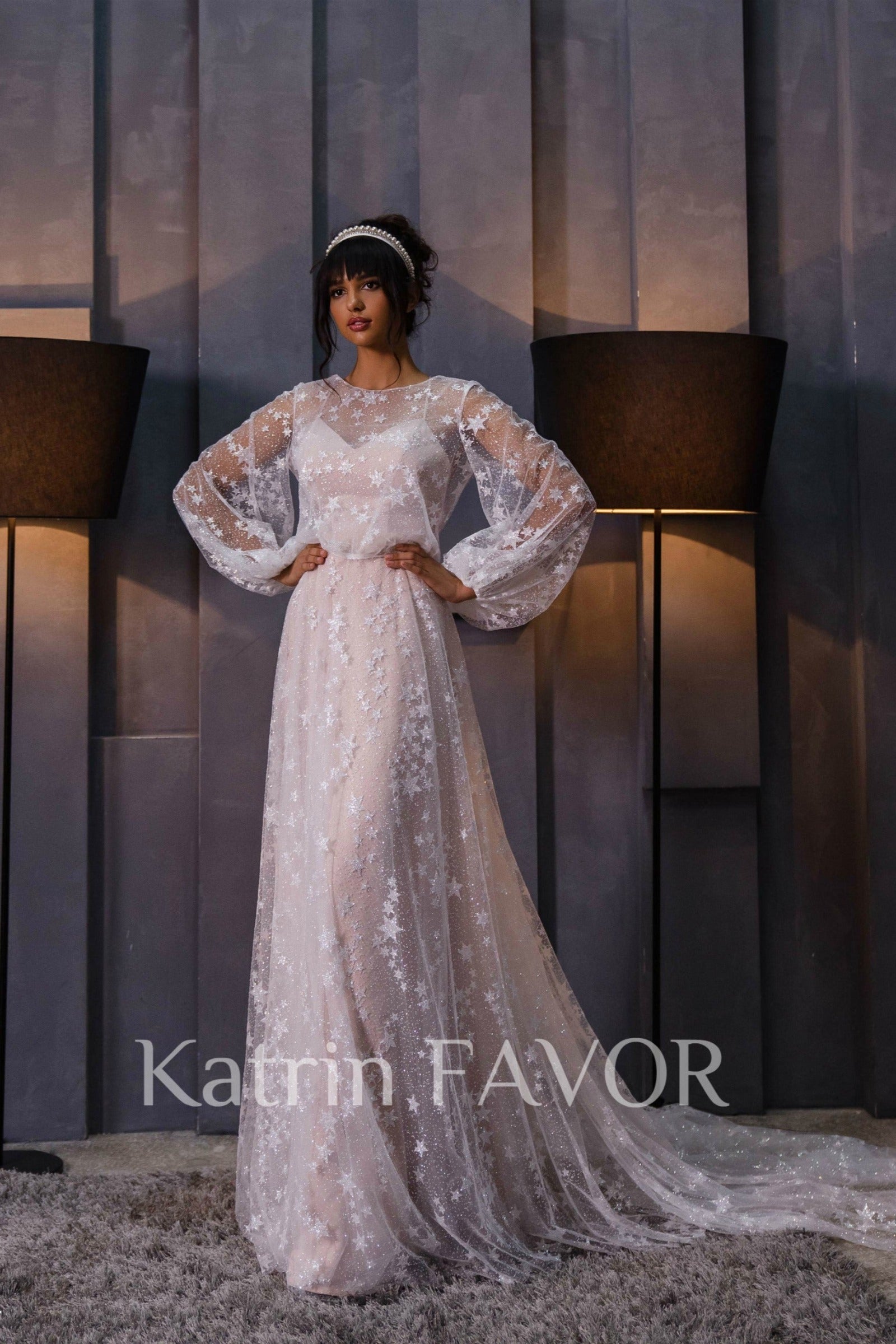 Star Tulle Celestial Wedding Dress 14 US As On Photo