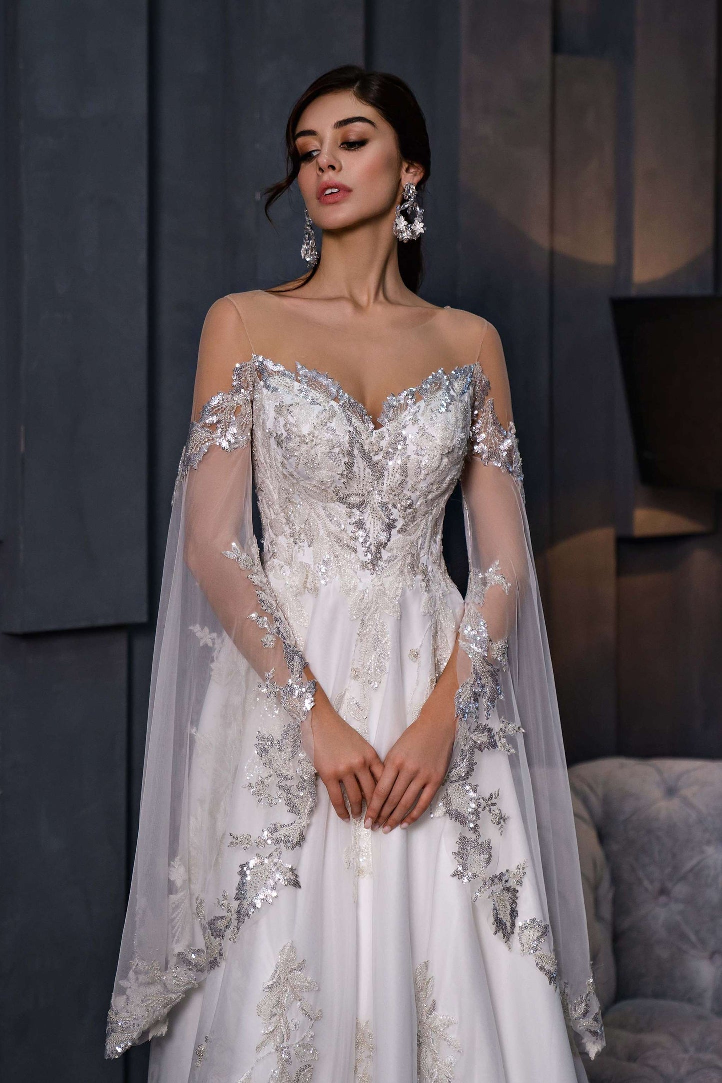 KatrinFAVORboutique-Medieval wedding dress Flutter sleeve wedding dress