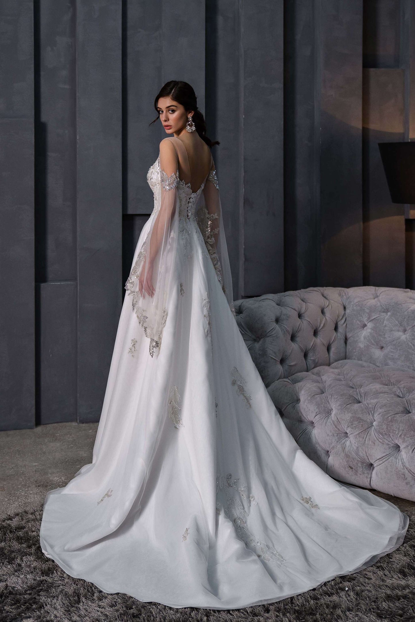 KatrinFAVORboutique-Medieval wedding dress Flutter sleeve wedding dress