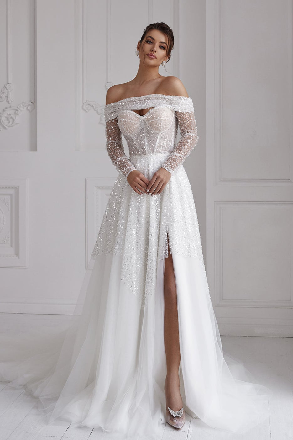 Unique 2 in 1 bustier corset wedding dress