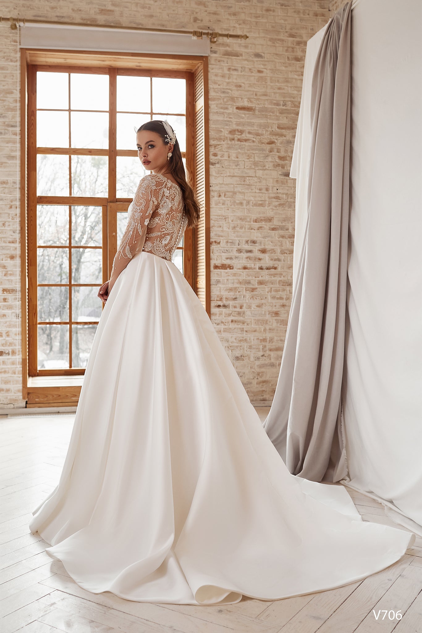 Wedding gown lace back | Elegant satin wedding dresses | KatrinFAVOR