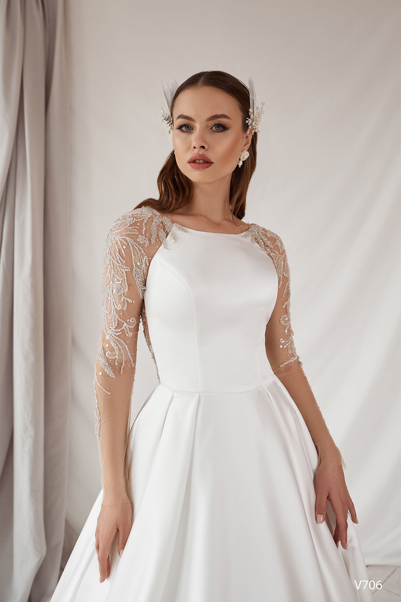 Wedding gown lace back | Elegant satin wedding dresses | KatrinFAVOR