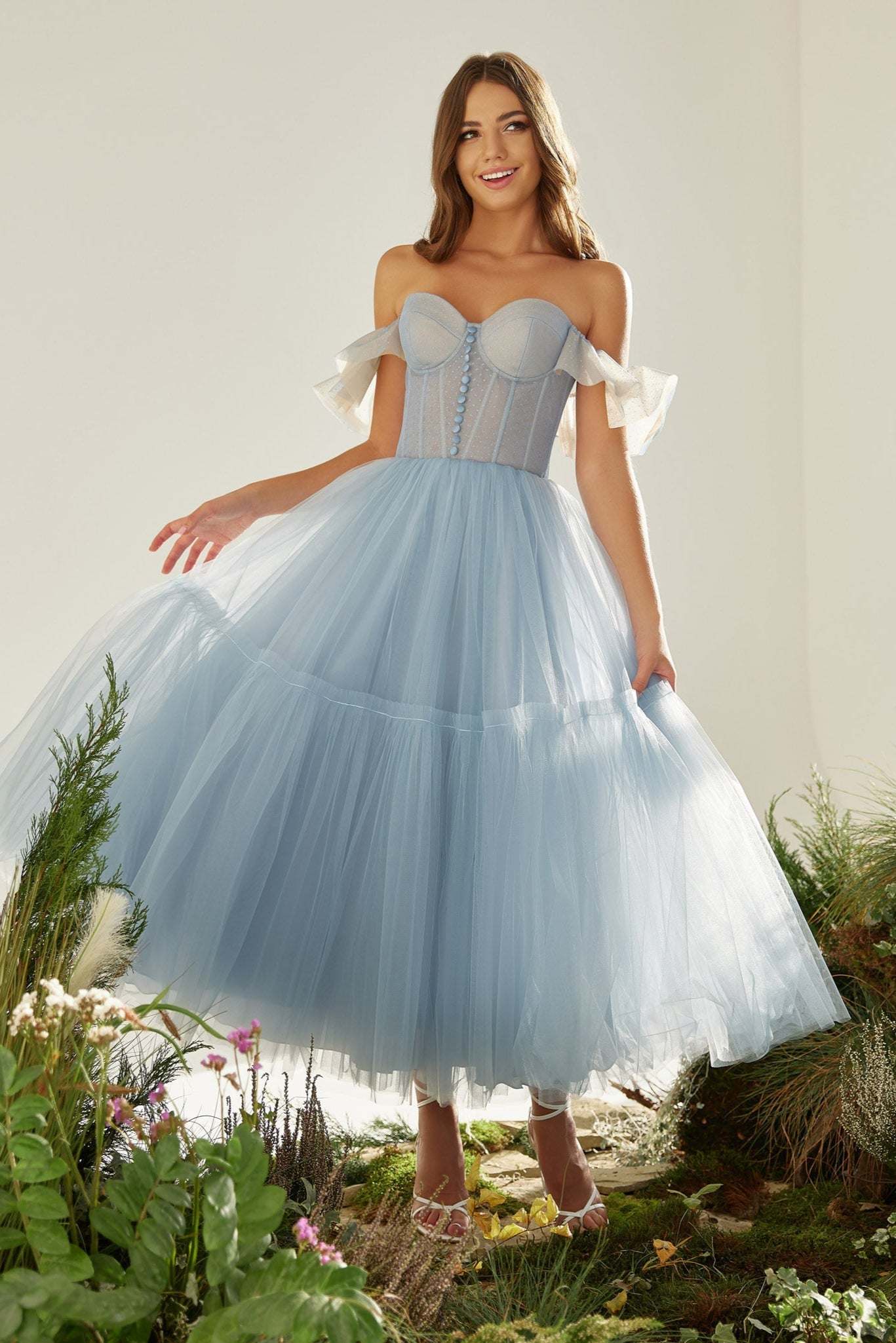 white christmas dresses Miss Circle Sacha White Lace Drop Waist Corset Puffy Mini Dress L
