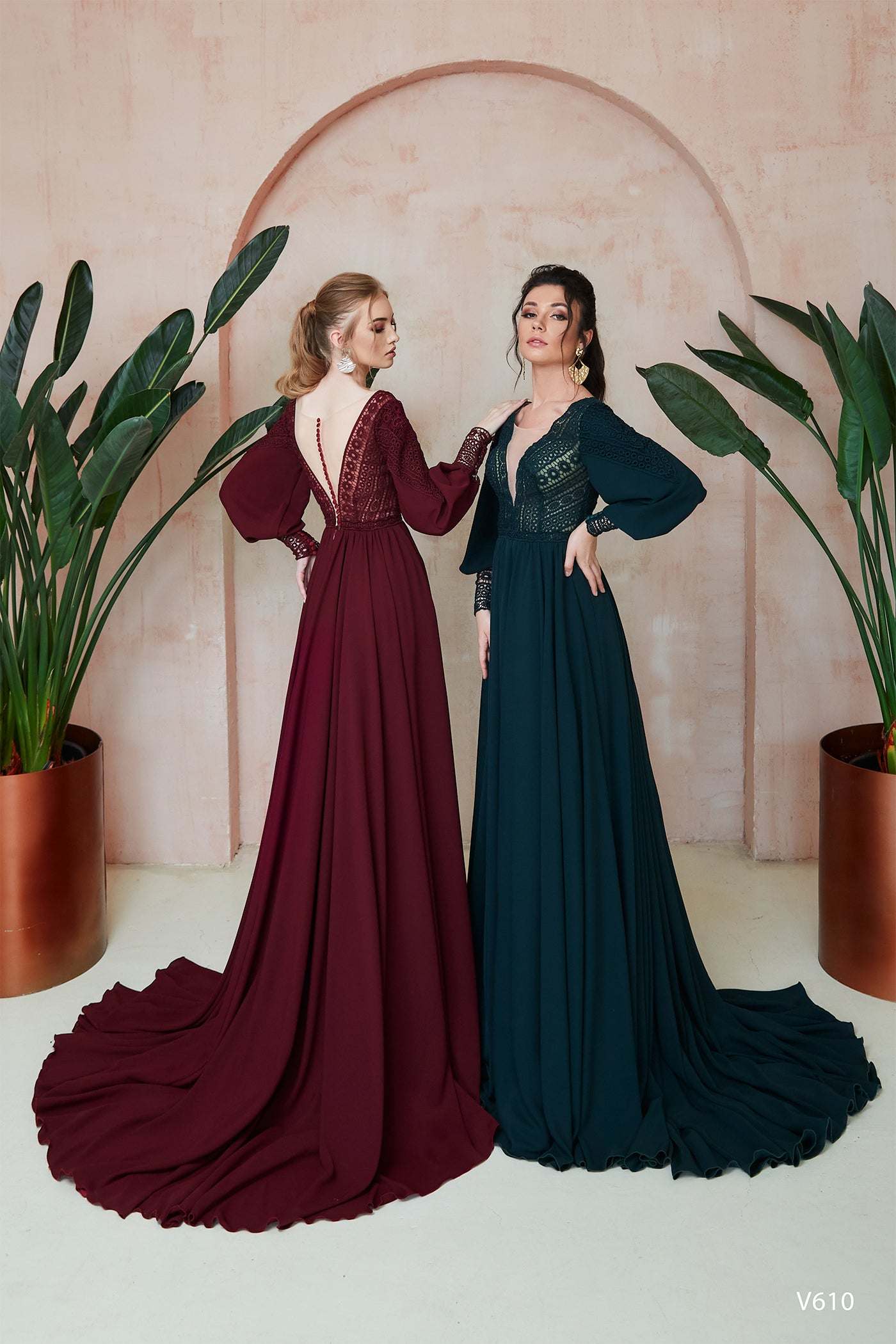 KatrinFAVORboutique-Long sleeve A line dress formal Dressy boho outfits