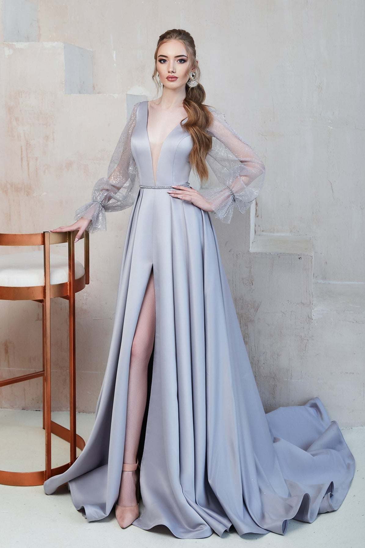 Evening Gown with Puff Sleeves | Winter Formal Dresses | KatrinFAVOR Other Color / 2 Evening Gown with Puff Sleeves | Winter Formal Dresses | KatrinFAVOR Other Color / 2