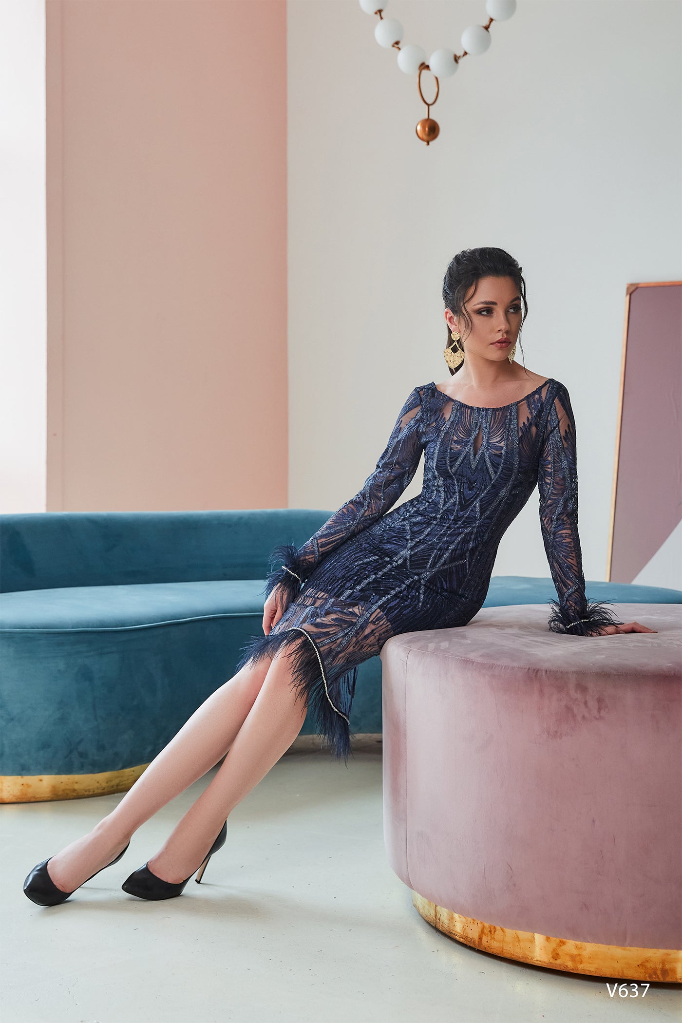 Mother of the bride dress midi 2 US / Navy blue Mother of the bride dress midi 2 US / Navy blue