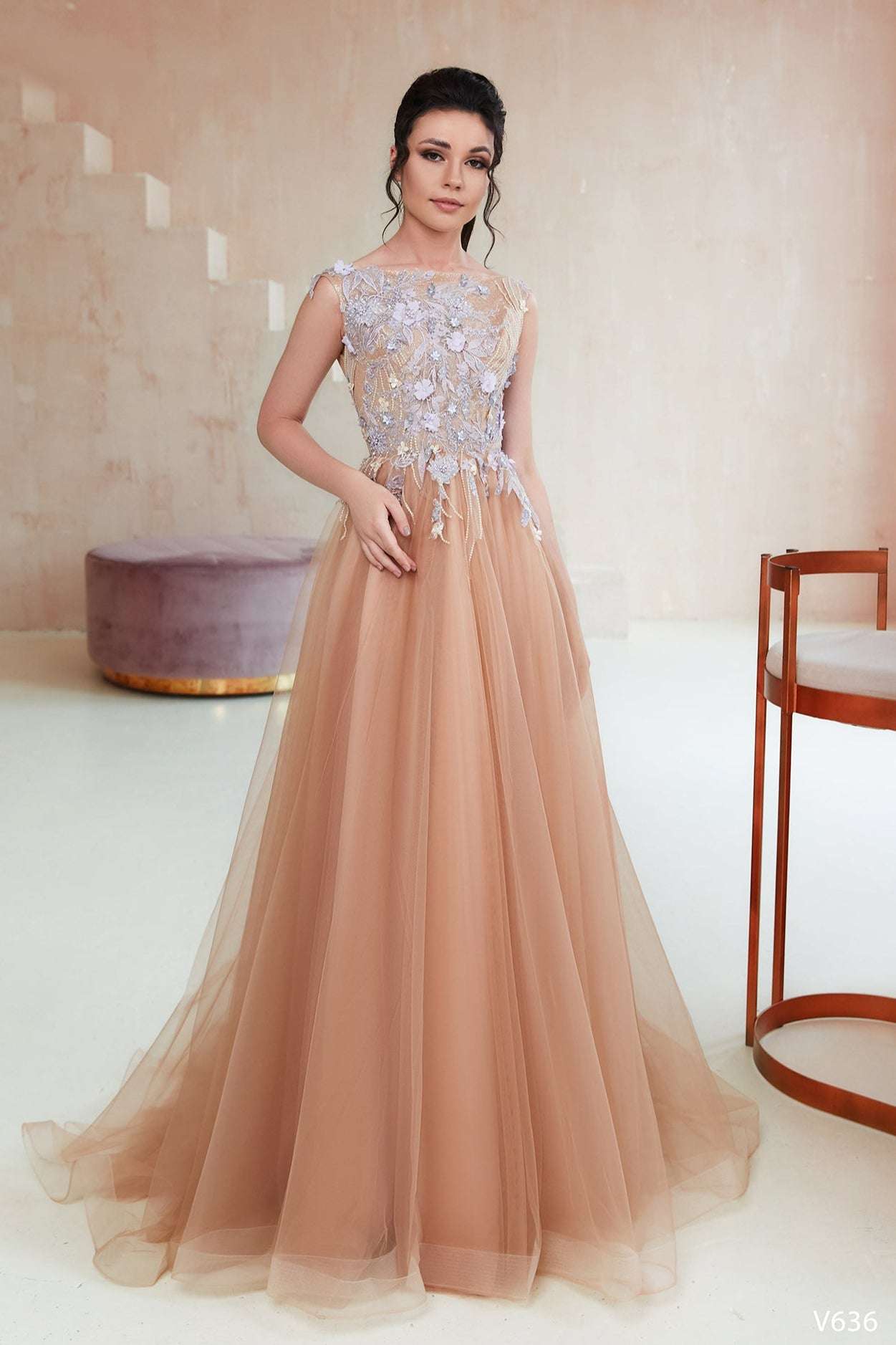 3d floral long dress | Sweet sixteen dresses for sale | KatrinFAVOR Rust / 14