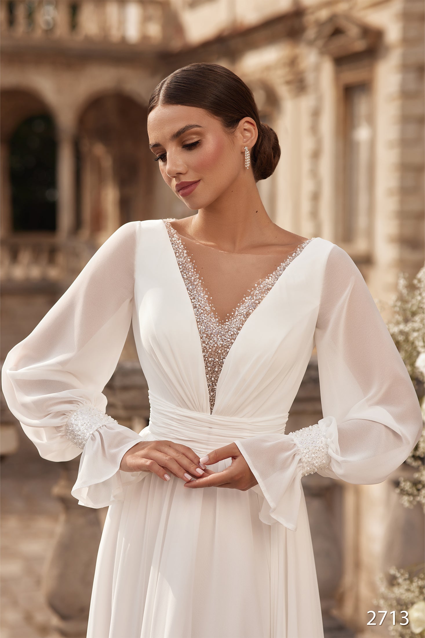 Bridal dress chiffon | Long sleeve boho wedding dresses | KatrinFAVOR 2 US / As on photo Bridal dress chiffon | Long sleeve boho wedding dresses | KatrinFAVOR 2 US / As on photo