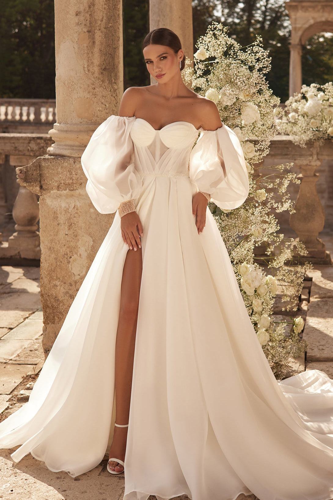 KatrinFAVORboutique-Organza wedding dress Wedding dress detached sleeves