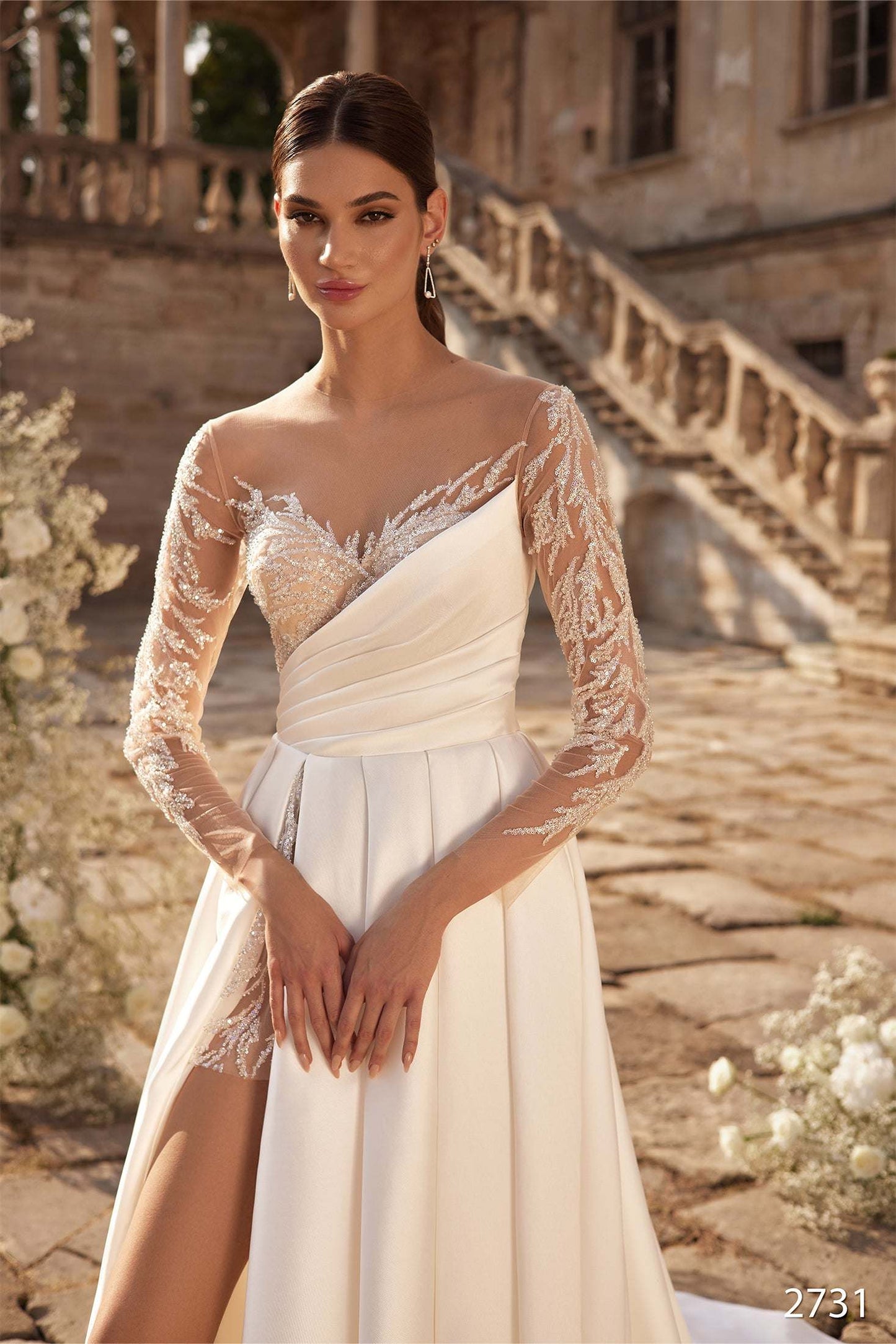 KatrinFAVORboutique-Satin and lace wedding dress Most unique wedding gowns
