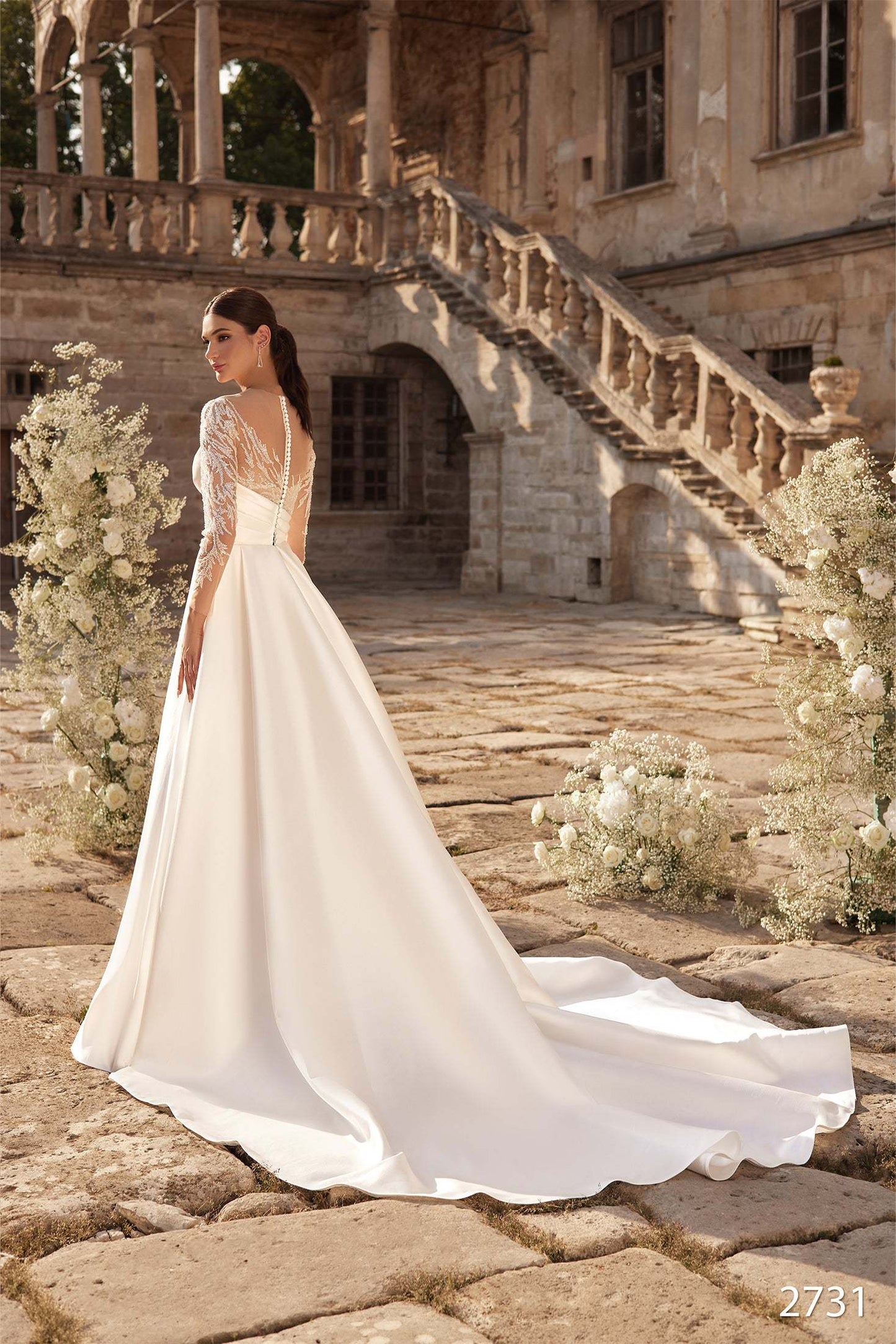 KatrinFAVORboutique-Satin and lace wedding dress Most unique wedding gowns