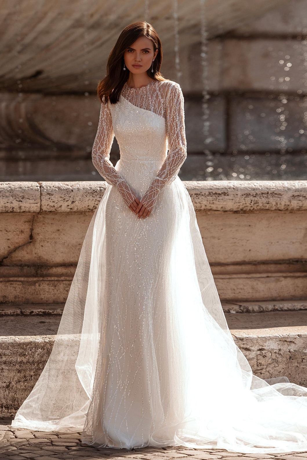 Embroidered dress for wedding | Trumpet wedding gown | KatrinFAVOR 8 US / As on photo Embroidered dress for wedding | Trumpet wedding gown | KatrinFAVOR 8 US / As on photo