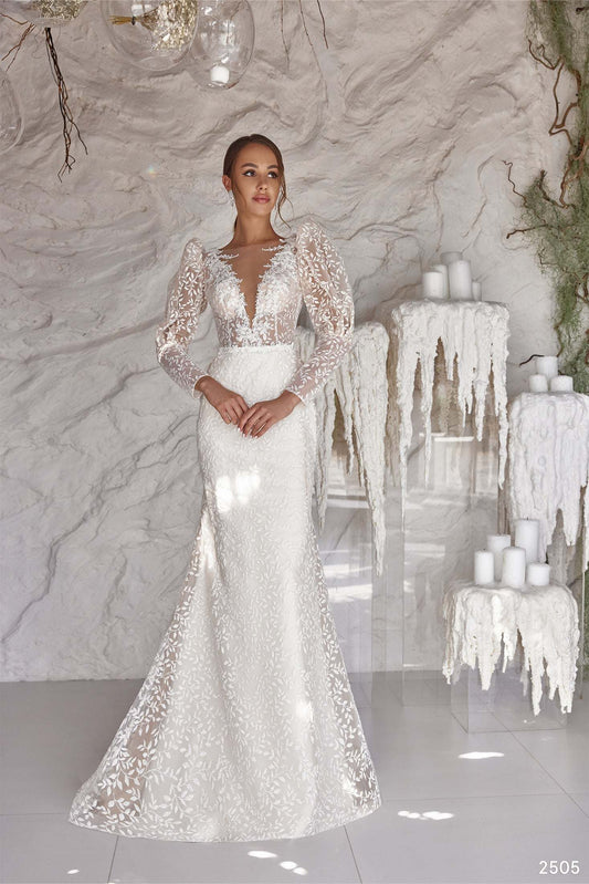 KatrinFAVORboutique-80s wedding dress Puff sleeve mermaid wedding dress