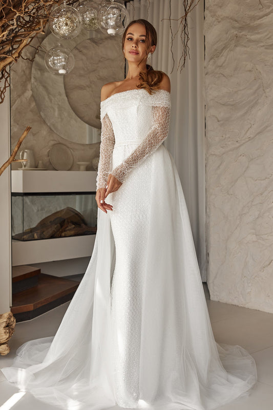 Two piece beaded wedding dress