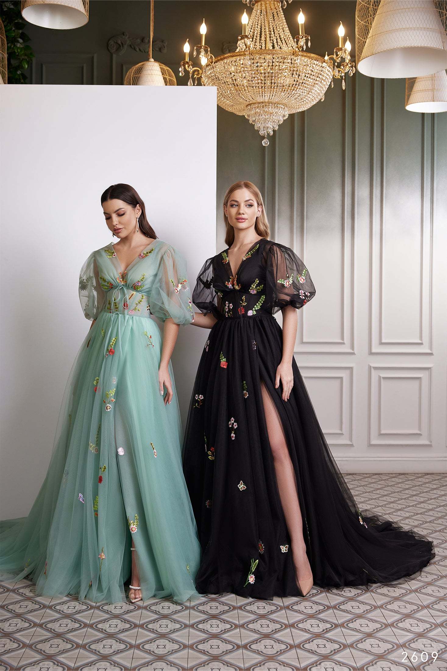 Floral embroidered tulle dress | Fairy core prom dress | KatrinFAVOR 2 US / Sage green Floral embroidered tulle dress | Fairy core prom dress | KatrinFAVOR 2 US / Sage green