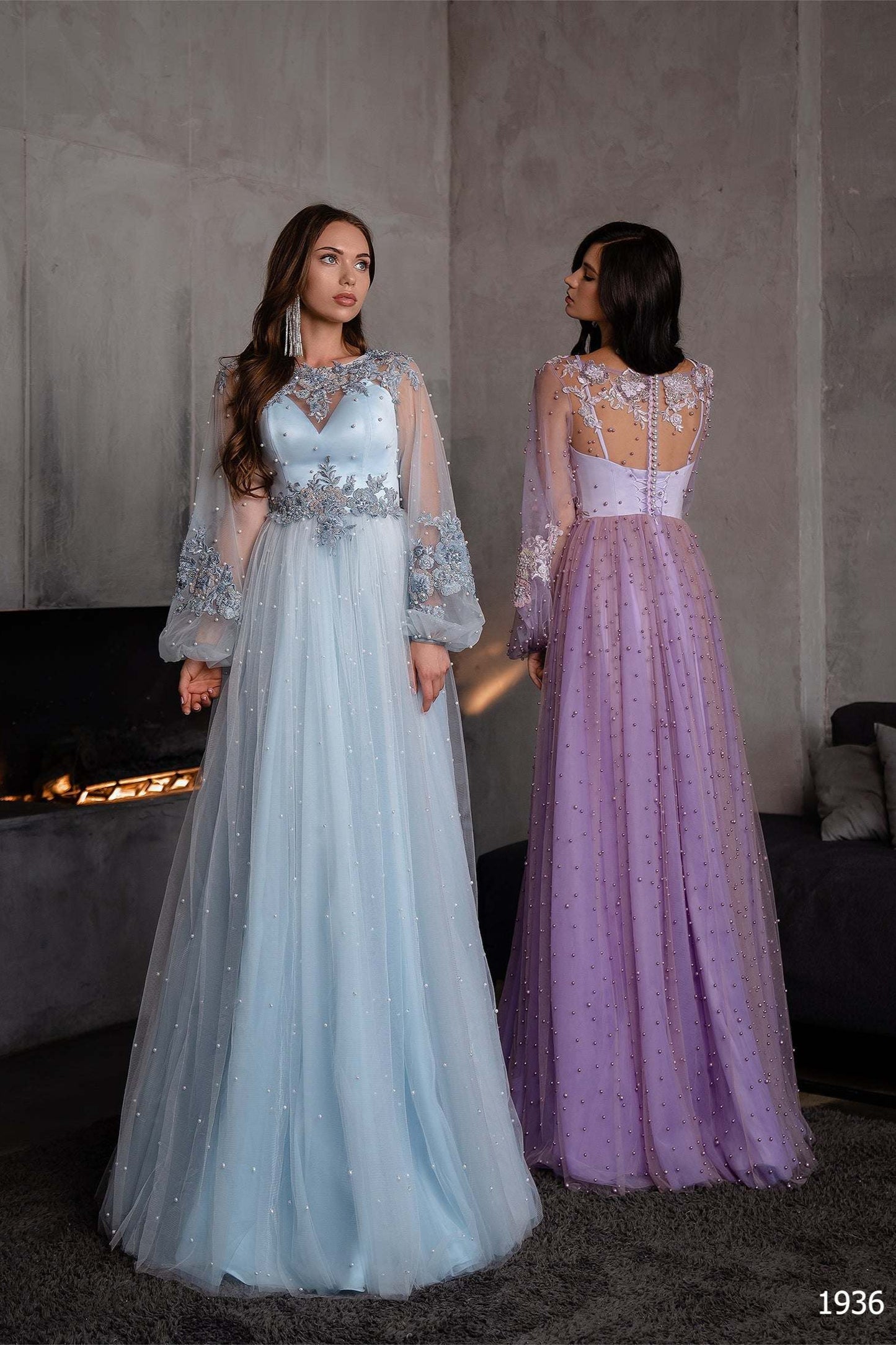 KatrinFAVORbourique-Fairytale prom dress Long sleeve a line evening gowns