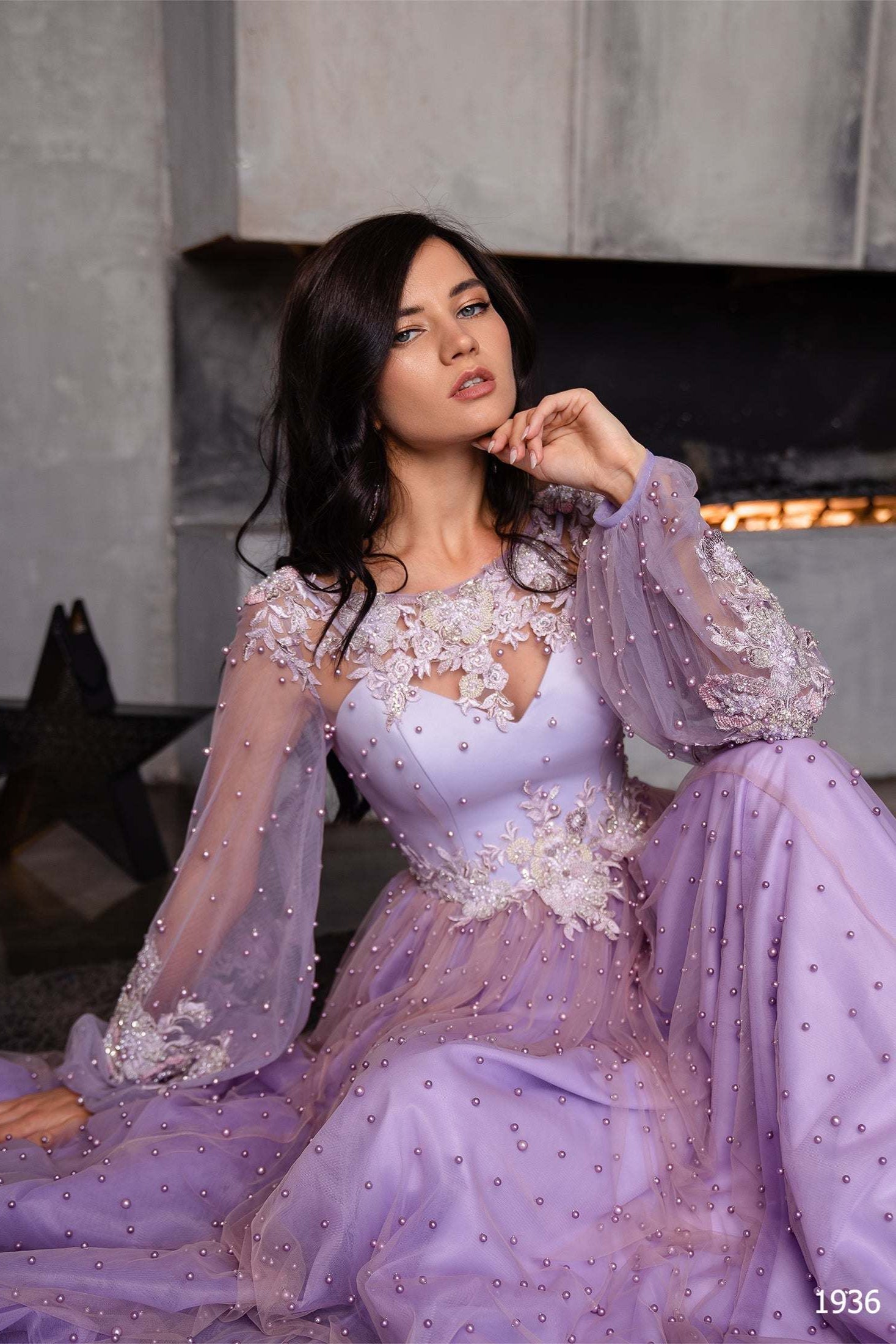 Fairytale prom dress | Long sleeve a line evening gowns | KatrinFAVOR 12 US / Lilac Fairytale prom dress | Long sleeve a line evening gowns | KatrinFAVOR 12 US / Lilac