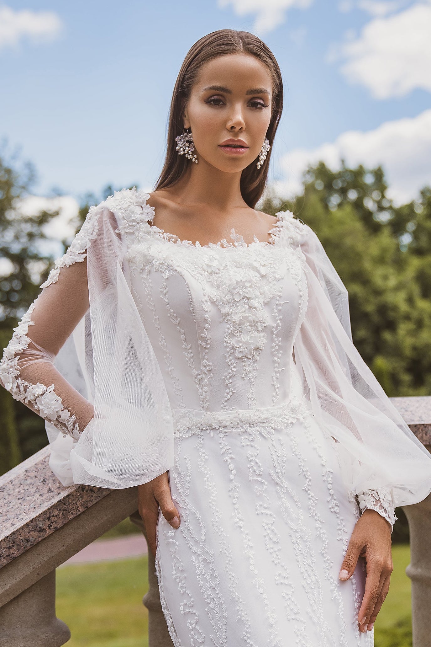 Puff sleeve sheath wedding dress CUSTOM SIZE / Off White Puff sleeve sheath wedding dress CUSTOM SIZE / Off White