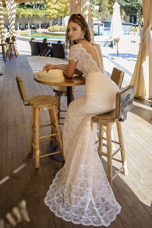 Two piece fitted wedding dress